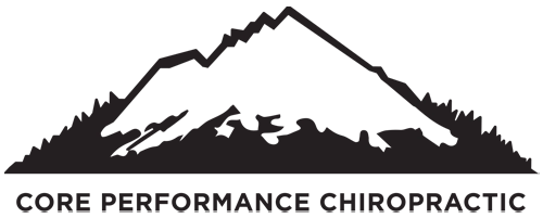 Core Performance Chiropractic sidebar logo, it has mountains.